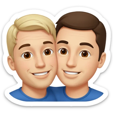 two men kissing each other on the cheek sticker