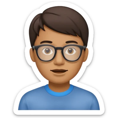 Mute Face but with a wide jaw and wearing glasses sticker