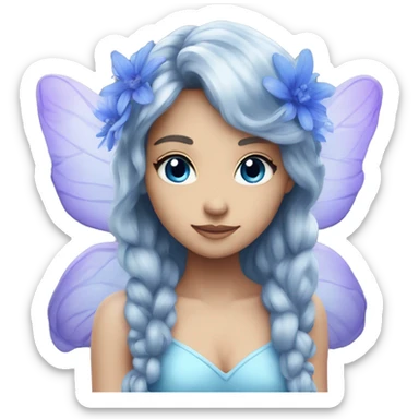 Beautiful, blue flower, fairy, blue, silver, purple, long hair, big wings sticker