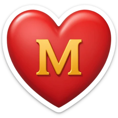 The letter M inside of a heart sticker