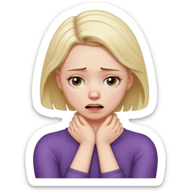white girl with arms on her neck fake chokinh herself  because she is stressed  sticker