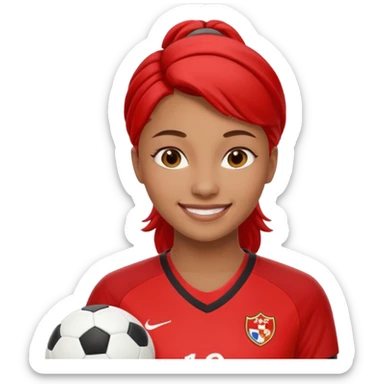 woman soccer player with red jersey sticker