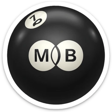 Pool ball back ball with the “MB” written on it. sticker