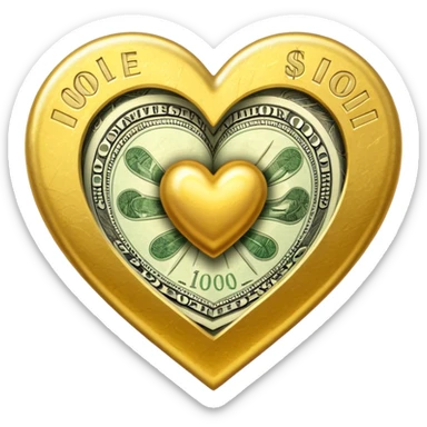 An heart composed of money. sticker