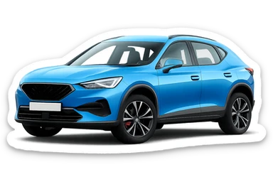 Make the navy blue car color brighter by +10. Keep the background transparent and the logo removed. Maintain the style and details of the original image. sticker