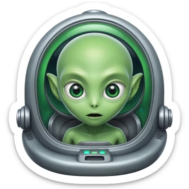 Make a alien in a nave  sticker