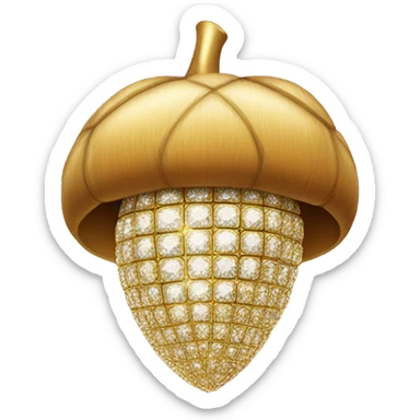 sparkling diamond Acorn, gold stem sticker