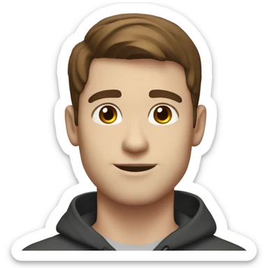 short brown hair man, 24 yo, brown eyes, white skin. half body shown.  sticker