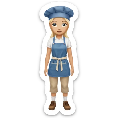 Sexy Full body 
Long Blonde hair blue eyed female chef arms folded wearing tank top and denim shorts sticker