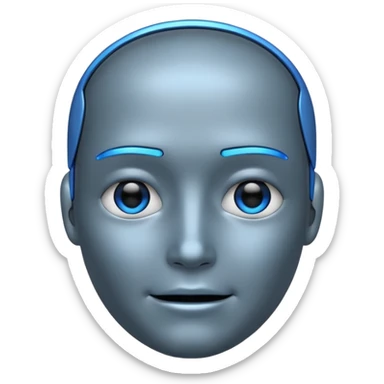 android face with blue LED, inspired by Detroit Become Human, emoji style sticker