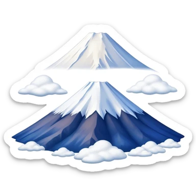 Cinematic Realistic Mount Fuji Landscape Emoji, depicted with the iconic snow-capped peak set against a serene sky rendered with lifelike textures and breathtaking, natural lighting. sticker