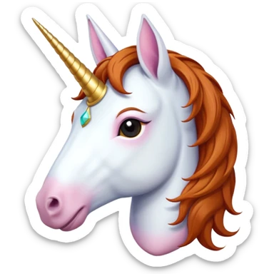 headphone wearing unicorn with dark ginger hair sticker