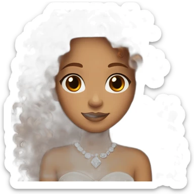 Mixed girl /curly long hair, brown dark cinnamon color/ with dark brown eyes / with a diamond dress sticker