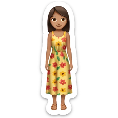 Can you make a girl with dark brown eyes with dark brown hair straight long hair with fully body  sticker