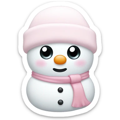 Cute white and light pink snowman sticker