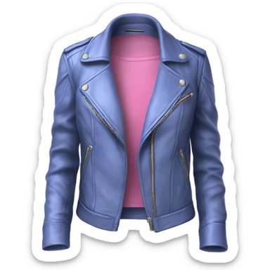 Realistic isolated periwinkle leather jacket with pink silk tank top underneath.  sticker