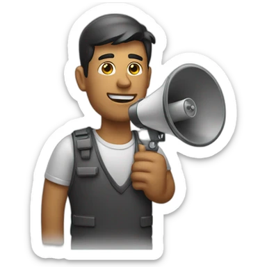 man with a loudspeaker sticker