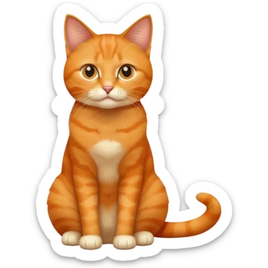full body solid orange domestic shorthair slim cat sitting sticker