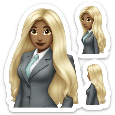 Blonde long hair Tiffany diamond seller in a grey suit sticker