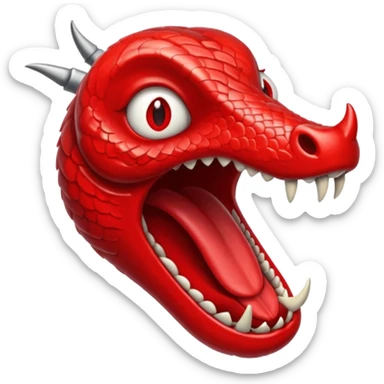 Forked serpent tongue emerging from shadowed mouth, seductive and threatening sticker