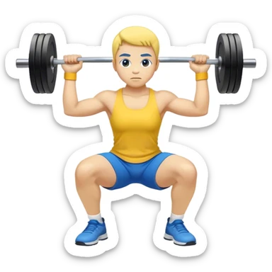 yellow and blue clothes athlete weighted squats sticker