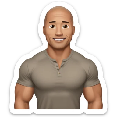 Draw Dwayne Johnson in a fitted shirt, muscular build & confident smile sticker
