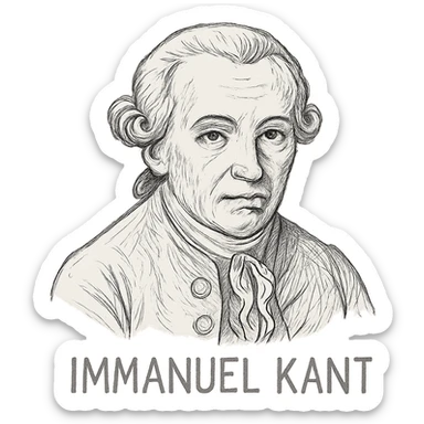 Make the portrait of Immanuel Kant more detailed, remove the name, keep it hand-drawn in a sketchy outline style with no fill, only outlines, and no background. sticker