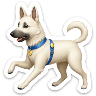 White belgian Shepard Runs away from police car sticker