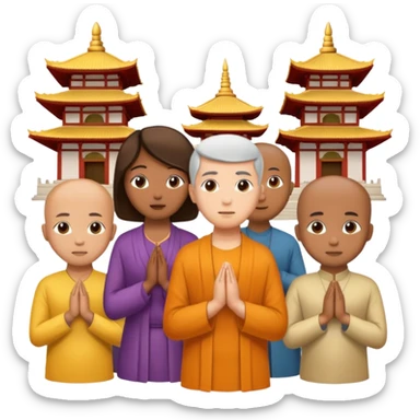 people praying in a Buddhist temple sticker