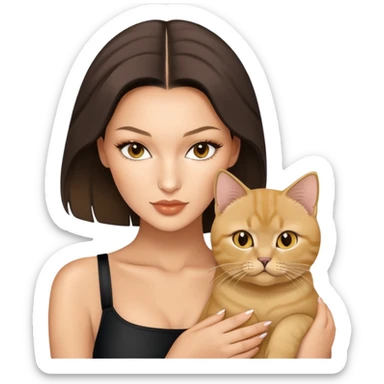 Bella Hadid with a Golden British Shorthair kitty sticker