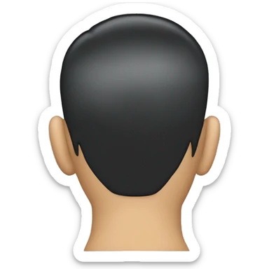 the back of a male head with black hair sticker