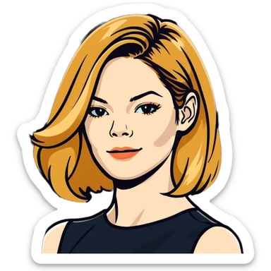 Michelle Monaghan with honey blonde hair, elegant portrait sticker