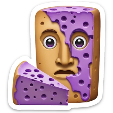 Easter island head emoji eating purple cheese sticker