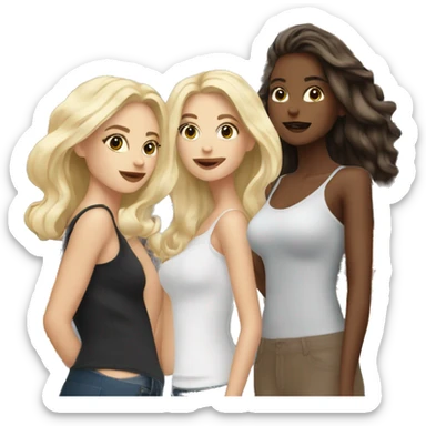2 blonde girls, 1 brunette girl shopping in NYC sticker