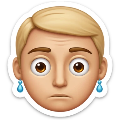 classic emoji style face with furrowed brows and a bead of sweat, nervous look sticker