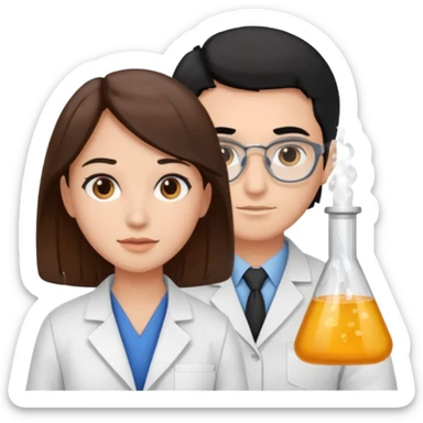 cientifica con cabello marrón y otra con cabello negro que sean blancas sticker