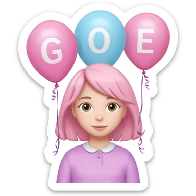 The name Gianna spelled with cute girl balloons sticker