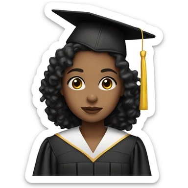 girl with dark curls, light skin and graduation dress sticker