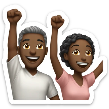 White man and black girl - cheering sticker