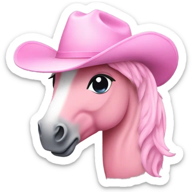 pink pony wearing a baby pink cowboy hat  sticker