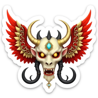 holy emblem with black wings with horn demon sticker