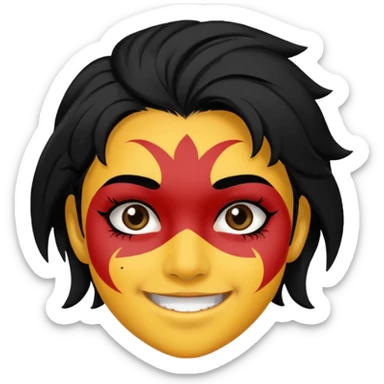 A black hair teen supporter with bold full-face paint, smiling with fierce team spirit. sticker