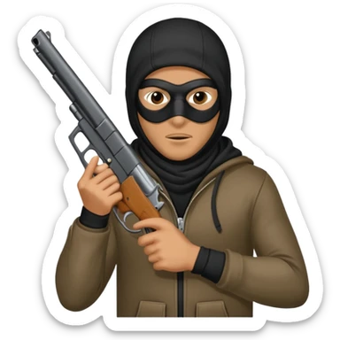 Hoodlum burglar madk and gun with switch and extended clip sticker