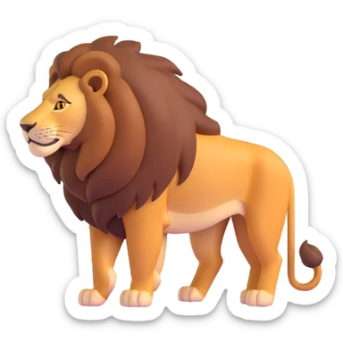 FULL BODY panthera leo male style wild, full flat cute side profile design in 3d soft l centered composition cartoon style128x128 pixels sticker