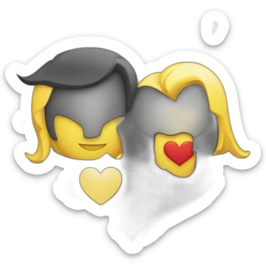 Carita de enamorado con un corazón amarillo y el otro negro  sticker