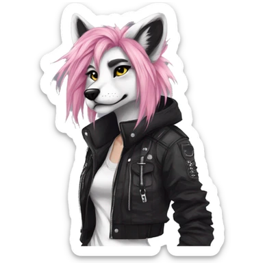 Edgy modern punk techwear anthro furry by Falvie, LiLaiRa, AngieWolf sticker
