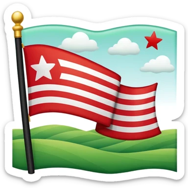 Lienzo Verde (Izquierda): En el extremo izquierdo (pegado al asta) hay un campo de color verde. ​Las Franjas (Derecha): El resto de la bandera se divide en tres franjas horizontales de igual tamaño: roja la superior, blanca la de en medio y roja la inferior. Y cinco estrellas blancas sticker