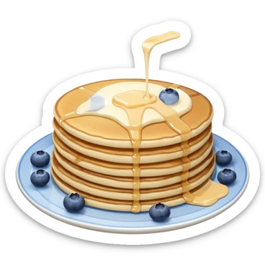 A pancake with blueberries and a glass of milk on the side sticker