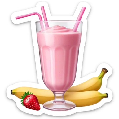Banana strawberry smoothie in a pink glass sticker