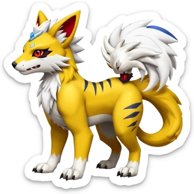 Zeraora-Renamon-Lombax-Weregarurumon-fusion-creature (full body sticker